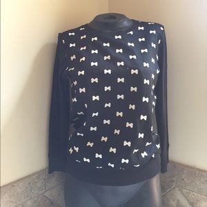 Kate Spade Black white Bows Long Sleee Top New